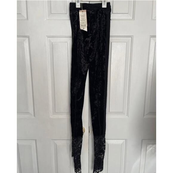 We are HAH I can xxxplain Pants Legging Velvet Lace Black Hi Waist Size XS - NWT - Picture 8 of 12